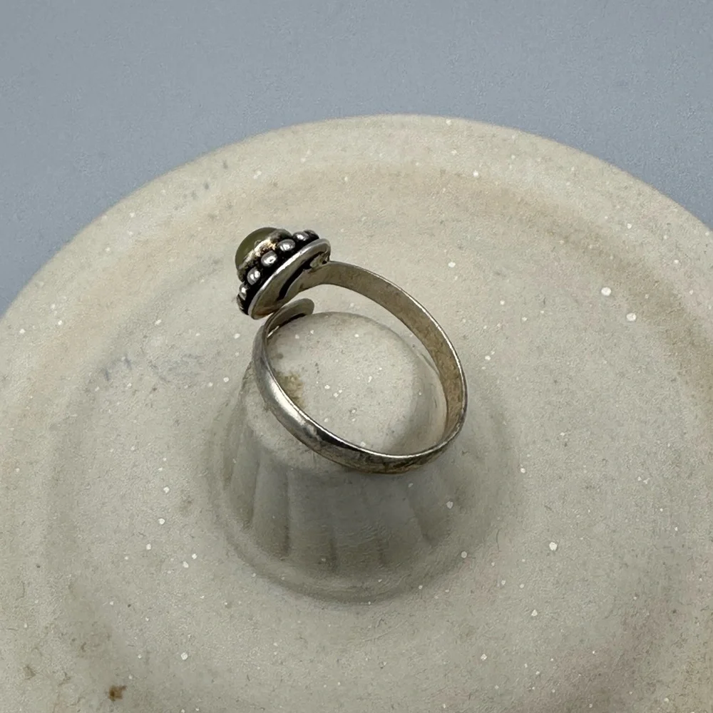 Artisan Silver Ring with Green Stone